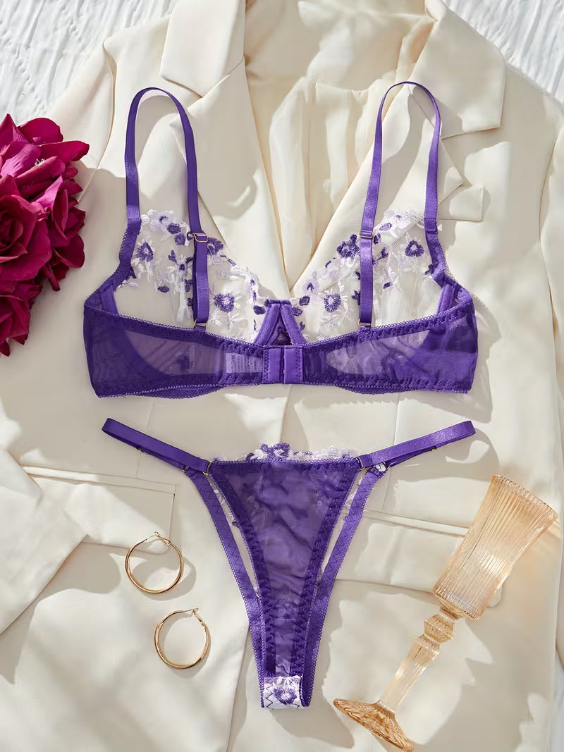 Pack of 3 Sweet Flower Floral Pushup Summer Set with pantie.